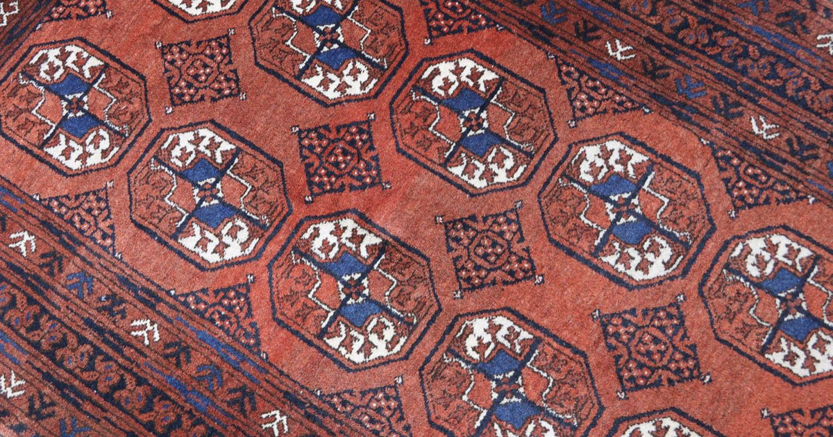 Afghansk tæppe - 155 x 103 cm - mørkerød