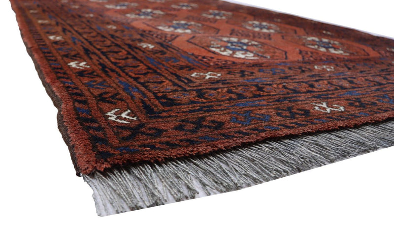 Afghansk tæppe - 155 x 103 cm - mørkerød