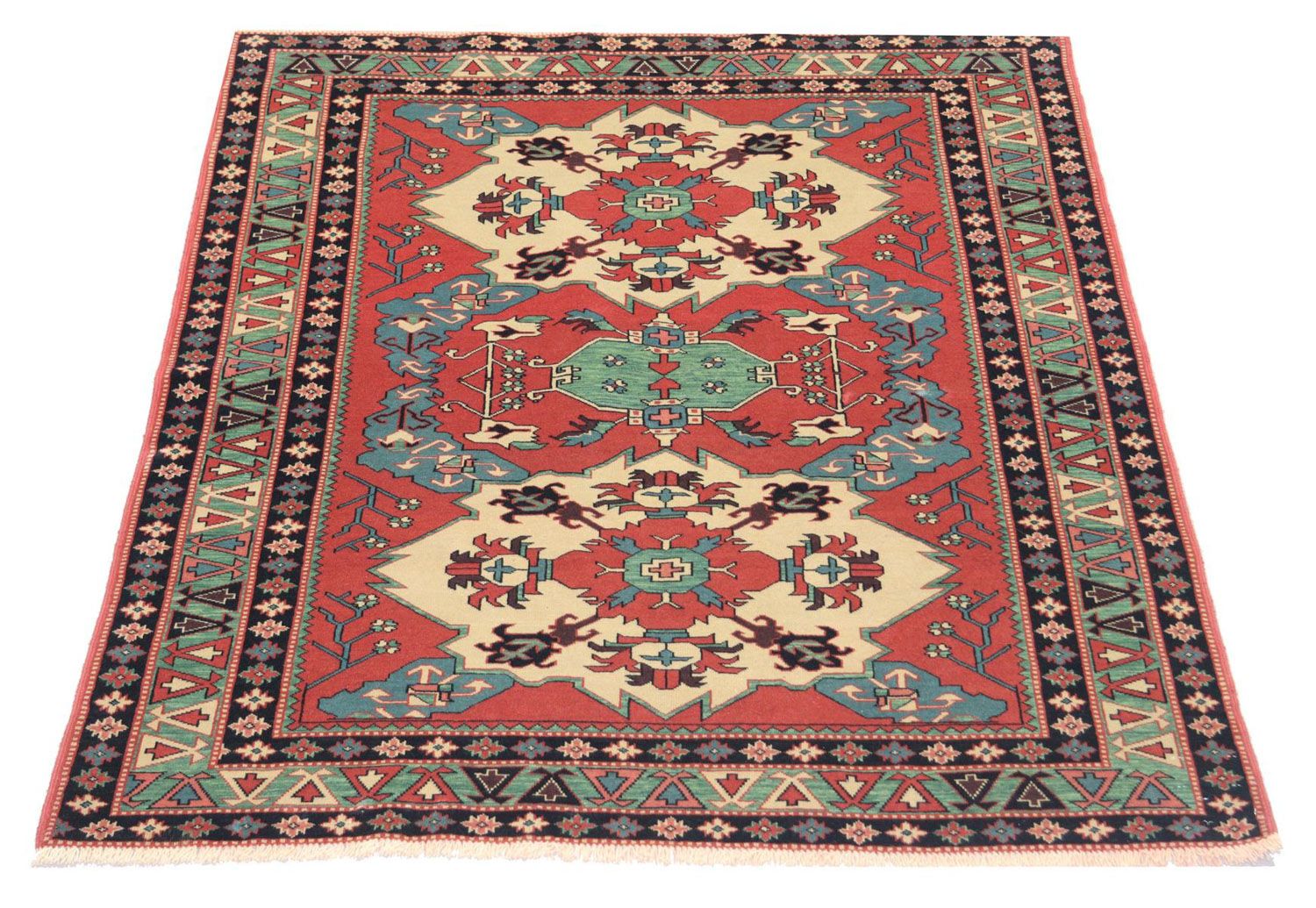 Afghansk tæppe - 170 x 138 cm - rød