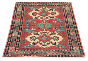 Afghansk tæppe - 170 x 138 cm - rød