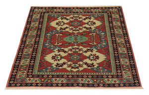 Afghansk tæppe firkantet  - 145 x 135 cm - rød