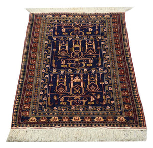 Afghansk tæppe - 131 x 87 cm - mørkeblå