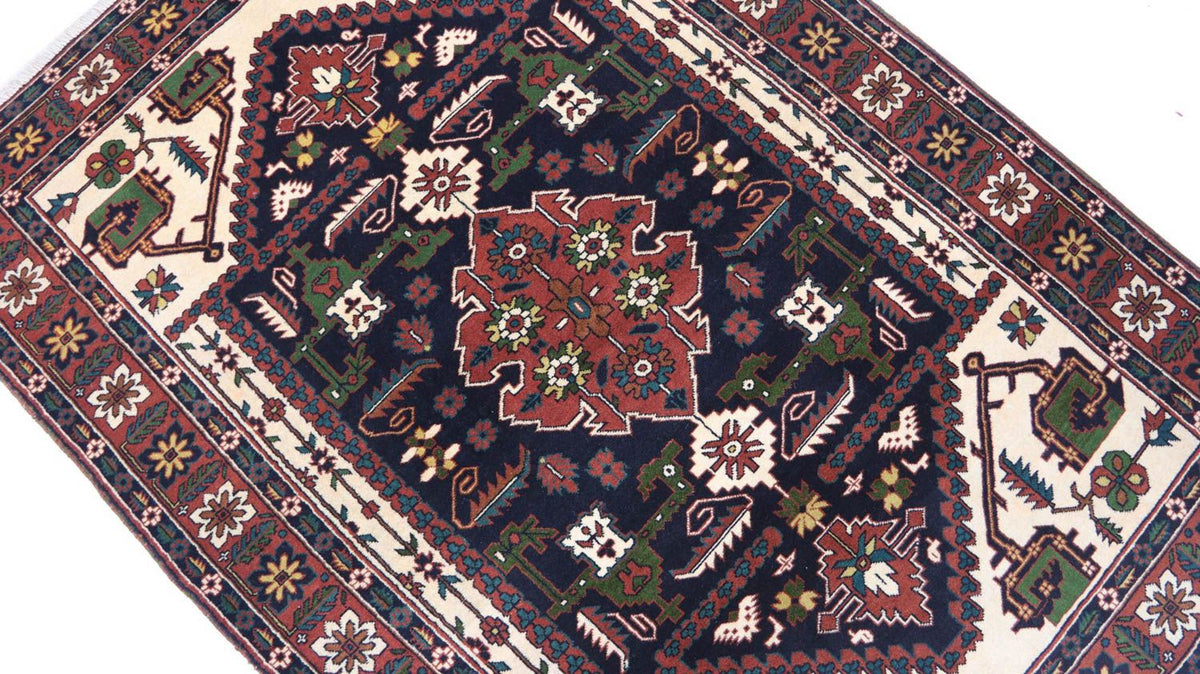 Afghansk tæppe - 182 x 129 cm - mørkeblå