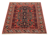 Afghansk tæppe firkantet  - 153 x 134 cm - rød