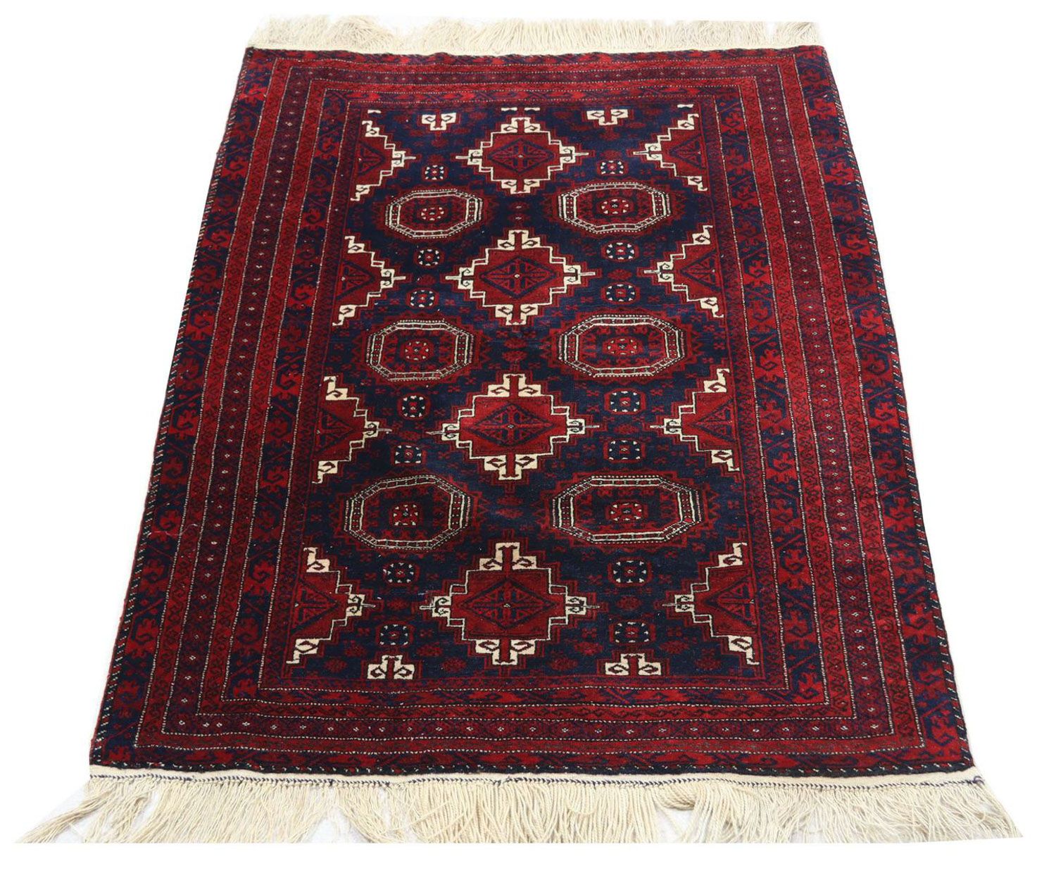 Afghansk tæppe - 173 x 117 cm - mørkerød