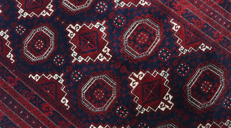 Afghansk tæppe - 173 x 117 cm - mørkerød