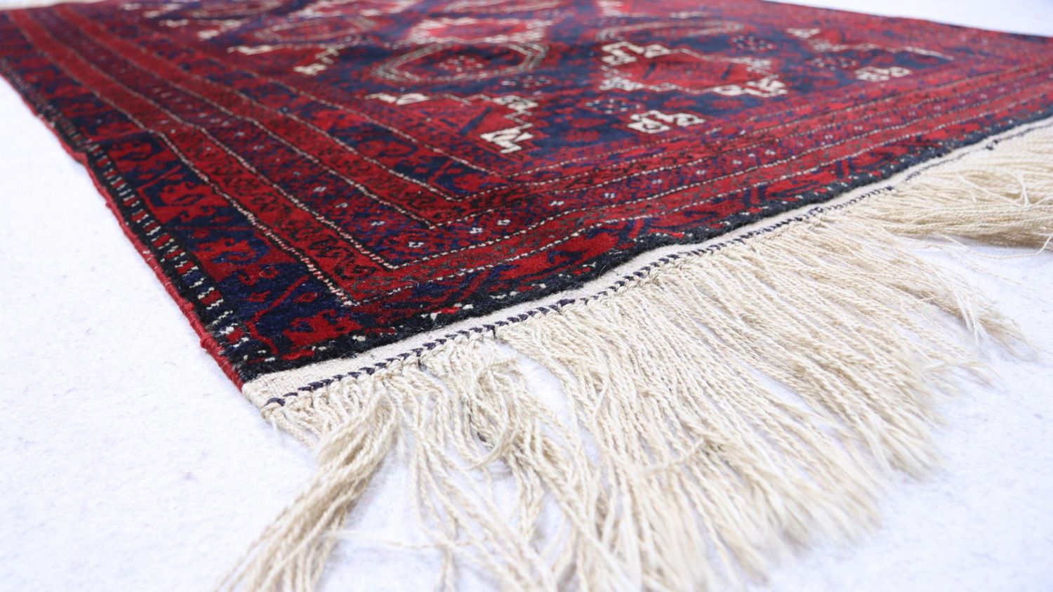 Afghansk tæppe - 173 x 117 cm - mørkerød