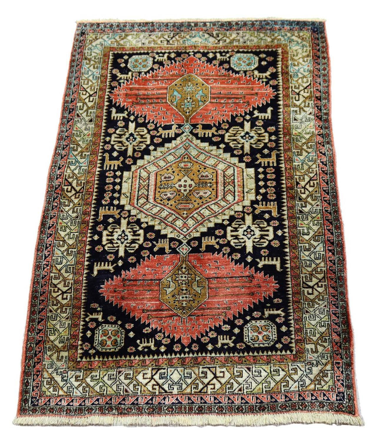 Orientalsk tæppe - 130 x 84 cm - mørkeblå