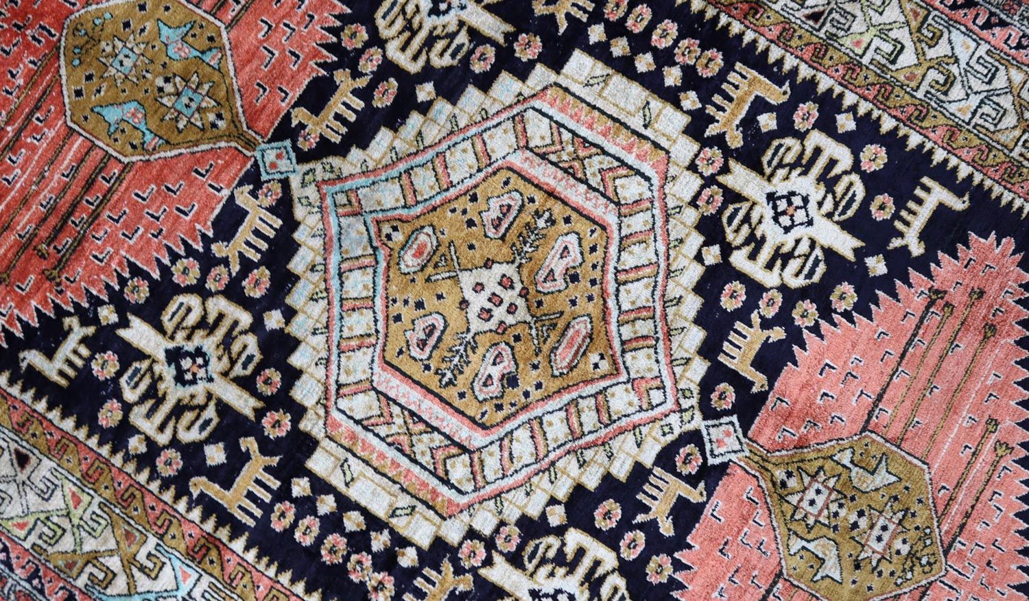 Orientalsk tæppe - 130 x 84 cm - mørkeblå