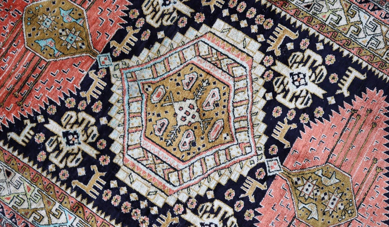Orientalsk tæppe - 130 x 84 cm - mørkeblå
