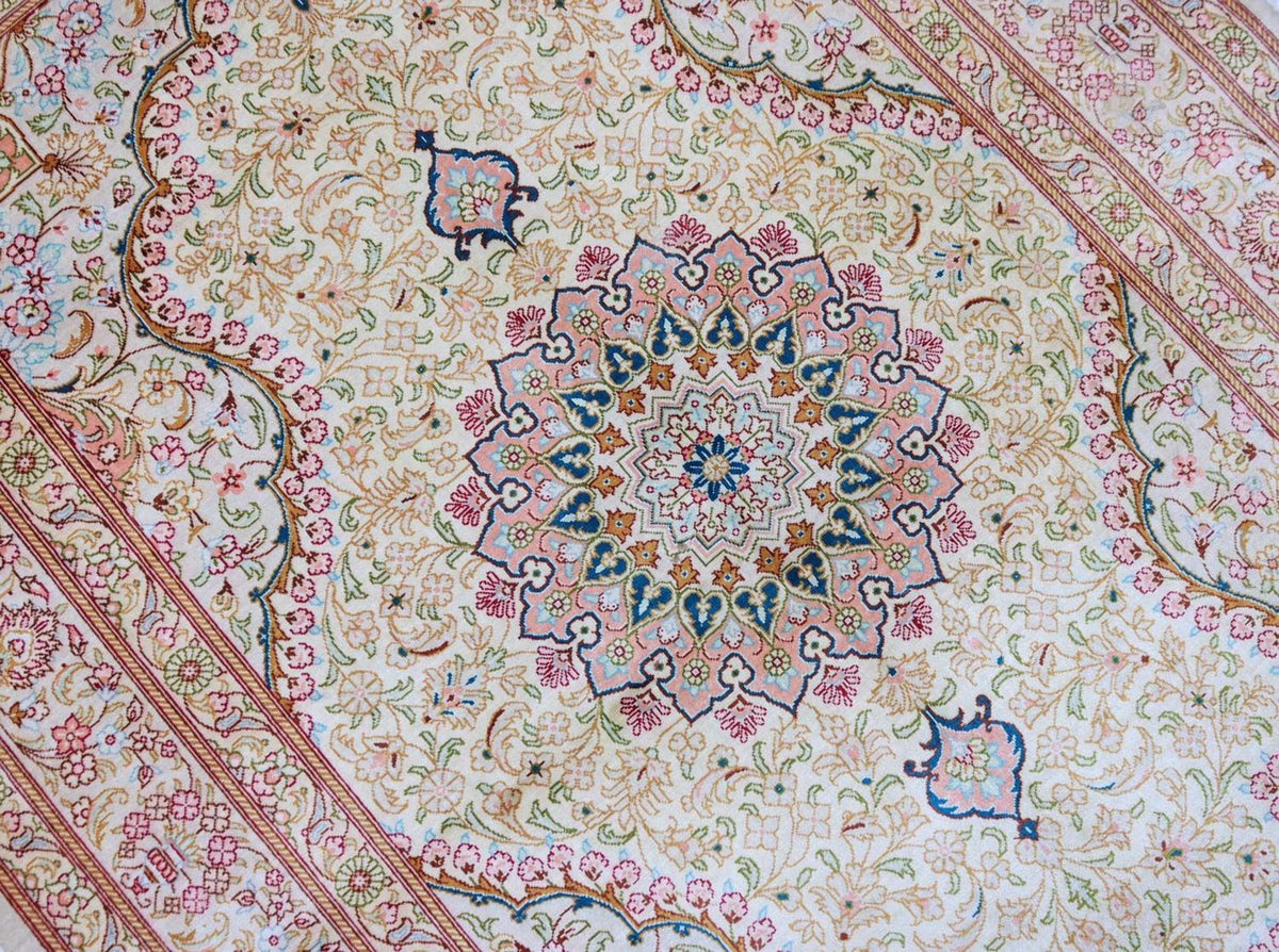 Silketæppe - Ghom Silk - Premium - 150 x 100 cm - beige