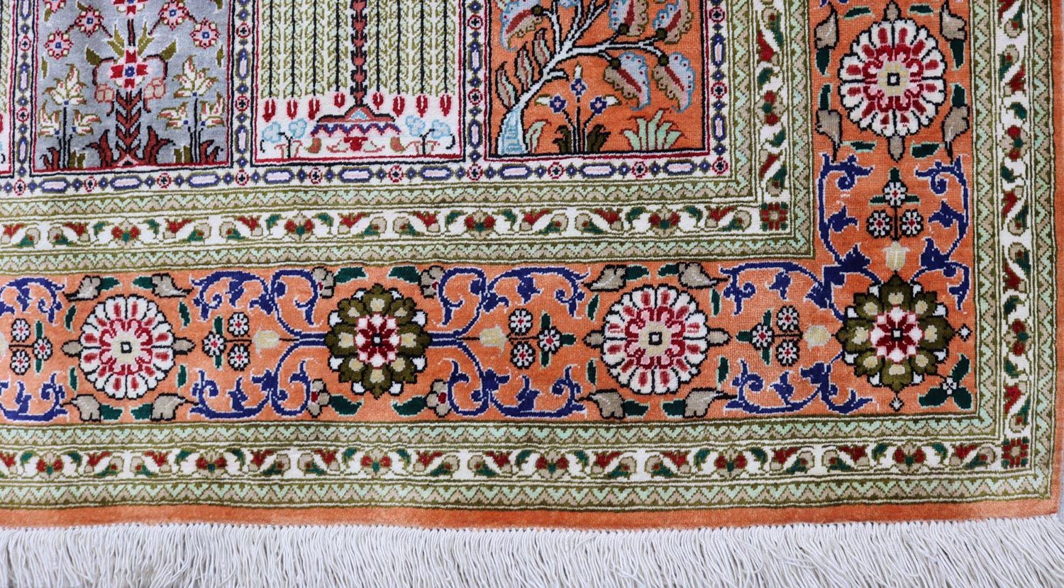 Silketæppe - Ghom Silk - Premium - 157 x 100 cm - rust