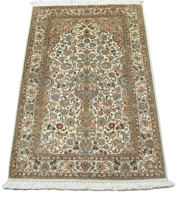 Silketæppe - Kashmir Silk - 158 x 96 cm - beige