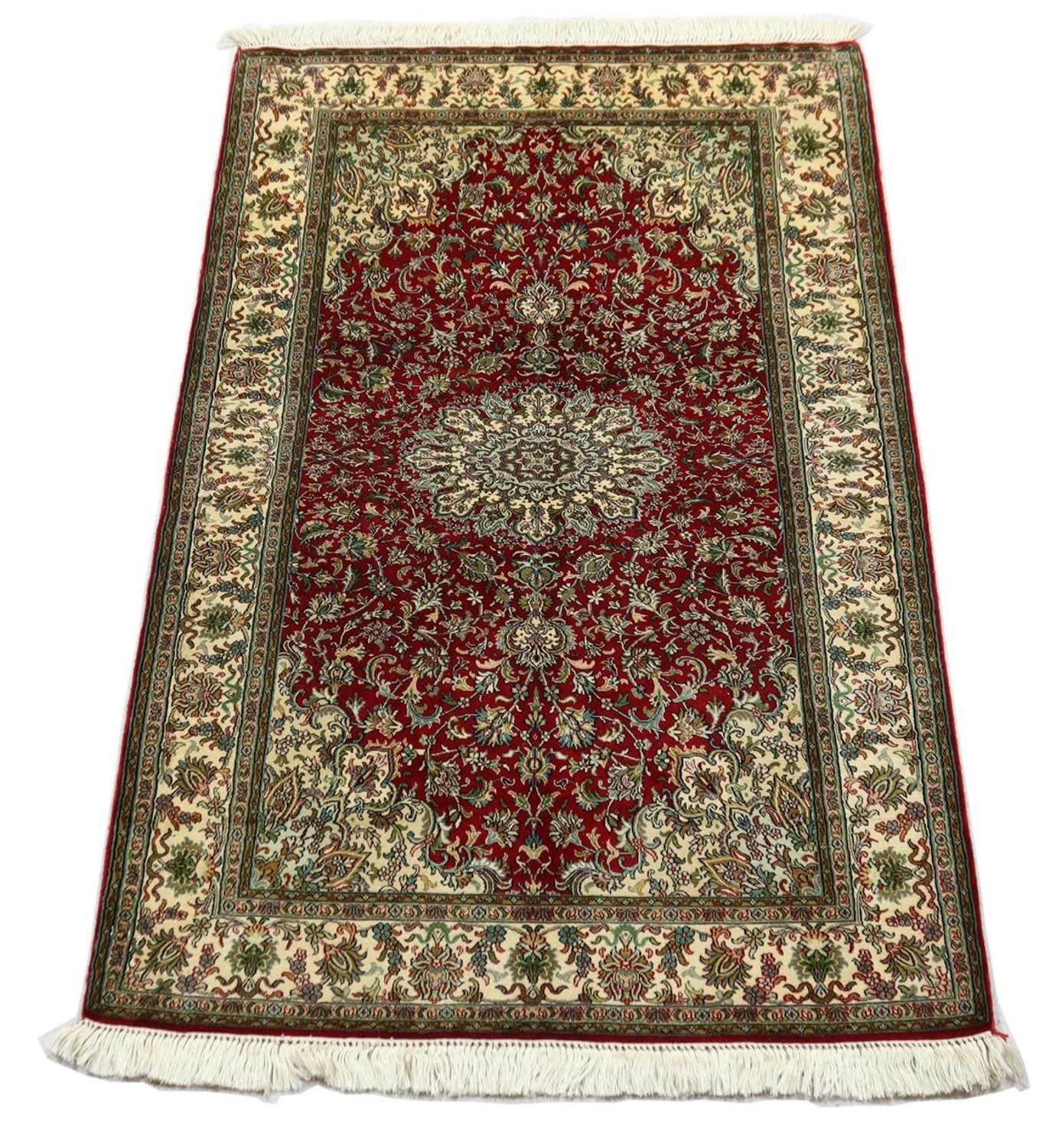 Silketæppe - Kashmir Silk - 149 x 90 cm - mørkerød