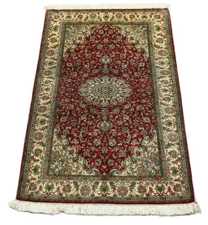 Silketæppe - Kashmir Silk - 149 x 90 cm - mørkerød