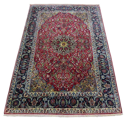 Persisk tæppe - Isfahan - Premium - 170 x 110 cm - mørkerød