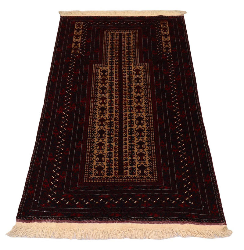 Afghansk tæppe - 120 x 80 cm - mørkerød