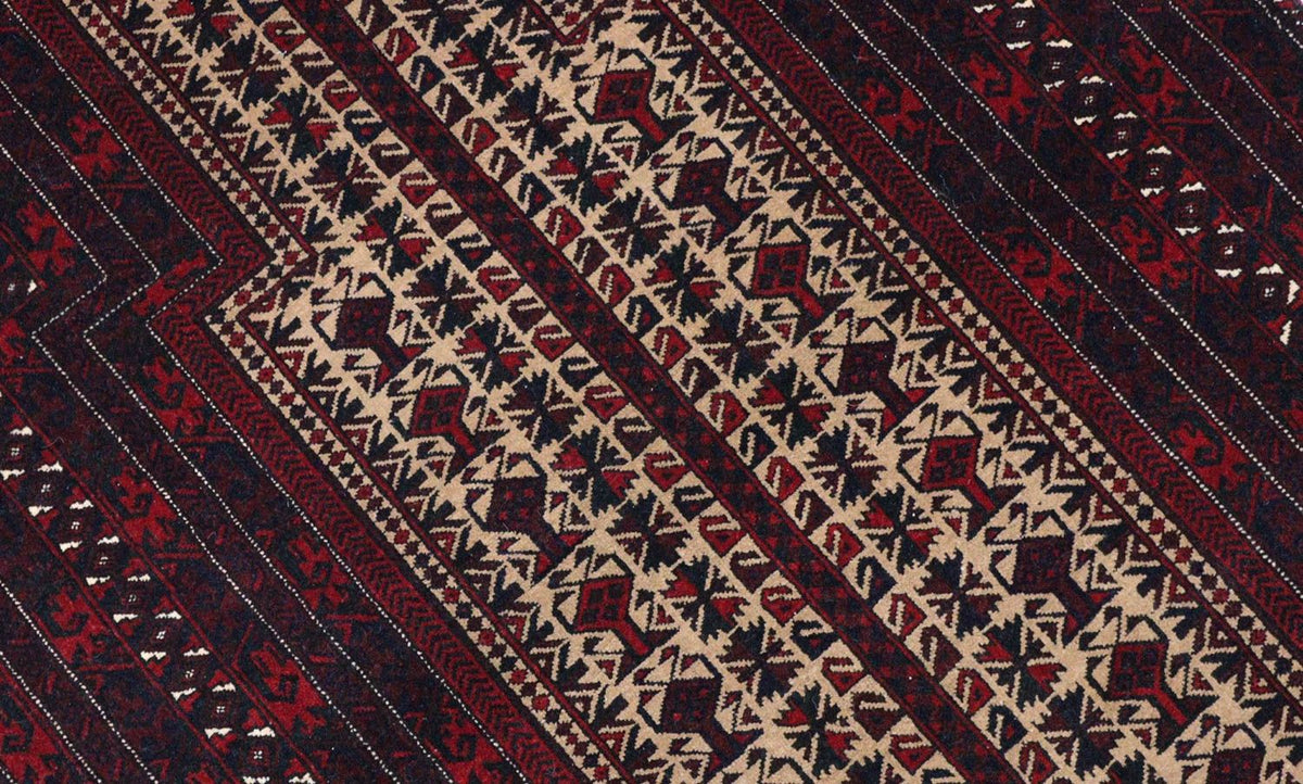 Afghansk tæppe - 120 x 80 cm - mørkerød