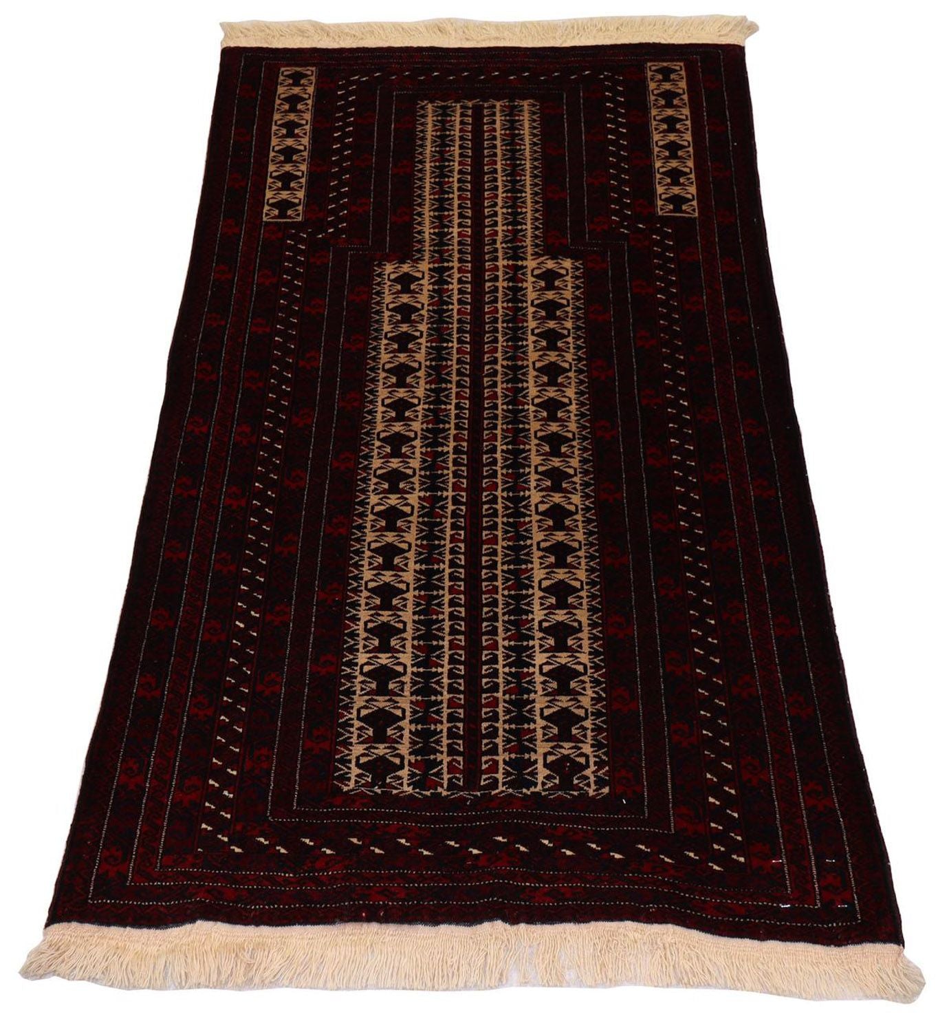 Afghansk tæppe - 150 x 95 cm - mørkerød