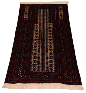 Afghansk tæppe - 150 x 95 cm - mørkerød