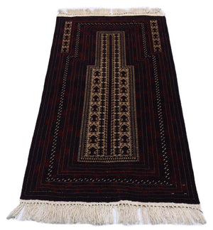 Afghansk tæppe - 150 x 95 cm - mørkerød