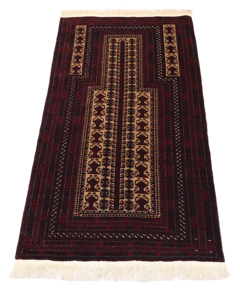 Afghansk tæppe - 150 x 95 cm - mørkerød