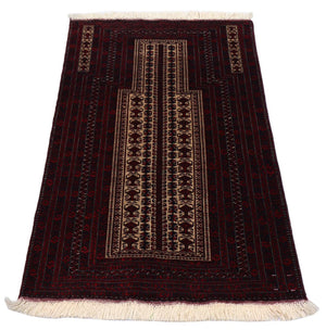 Afghansk tæppe - 150 x 95 cm - mørkerød