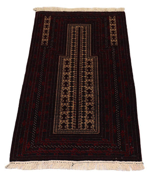 Afghansk tæppe - 150 x 95 cm - mørkerød
