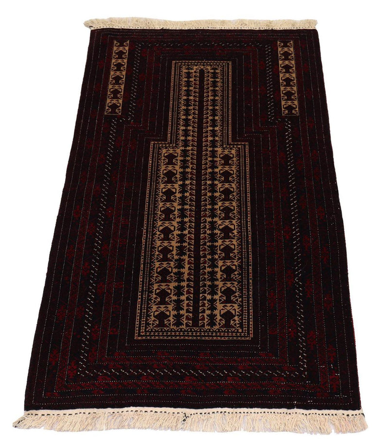 Afghansk tæppe - 150 x 95 cm - mørkerød