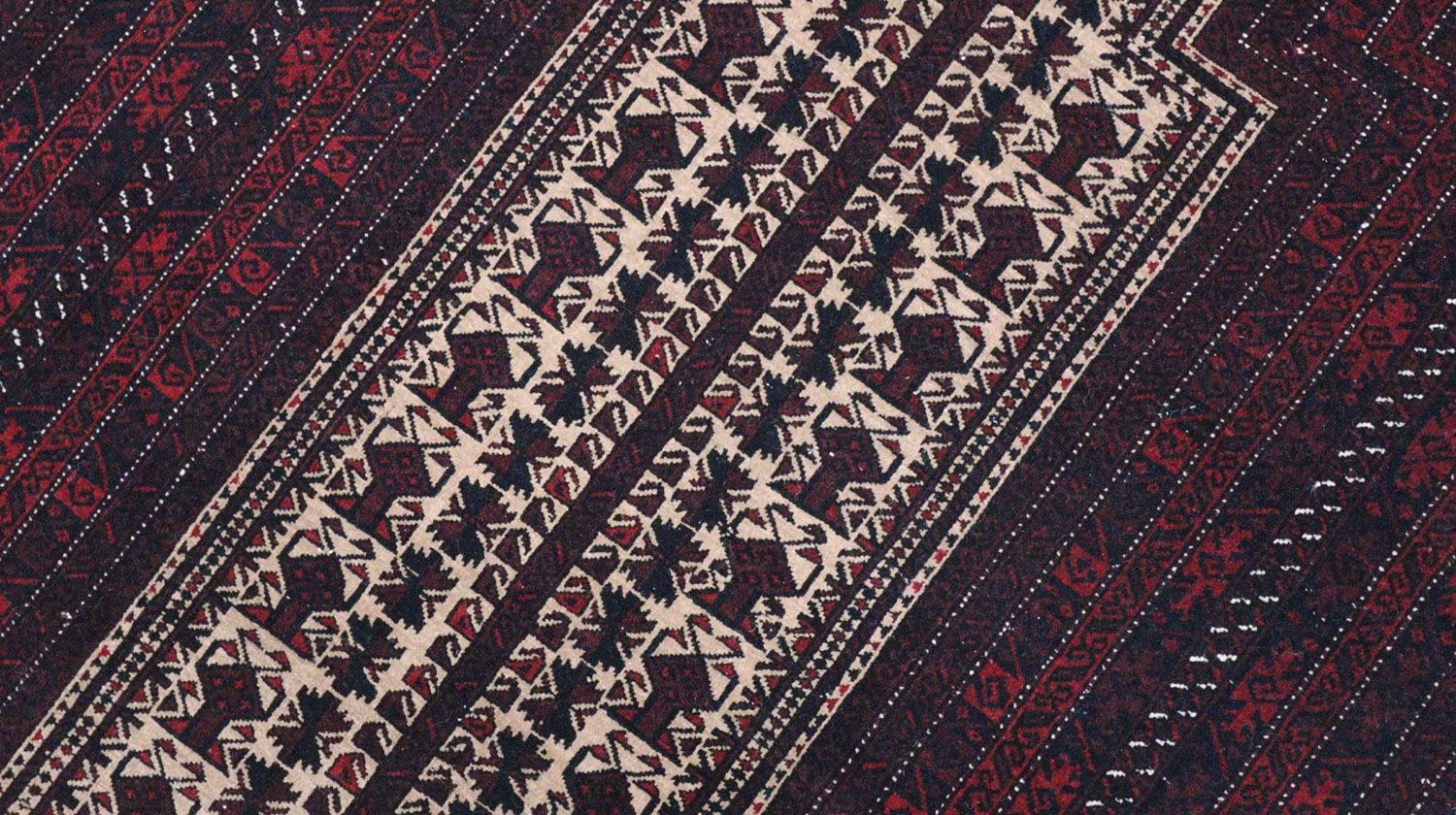 Afghansk tæppe - 150 x 95 cm - mørkerød