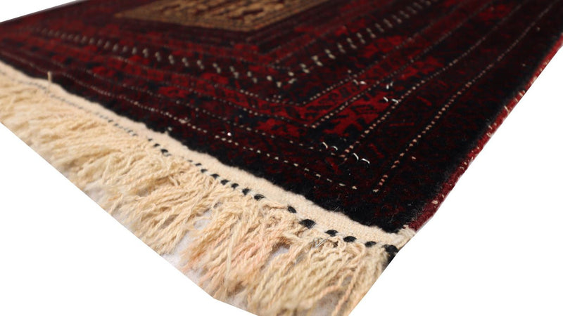 Afghansk tæppe - 150 x 95 cm - mørkerød