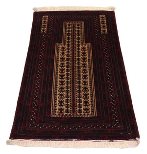 Afghansk tæppe - 150 x 95 cm - mørkerød