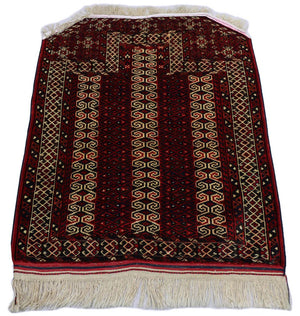Baluch-tæppe - 116 x 95 cm - mørkerød