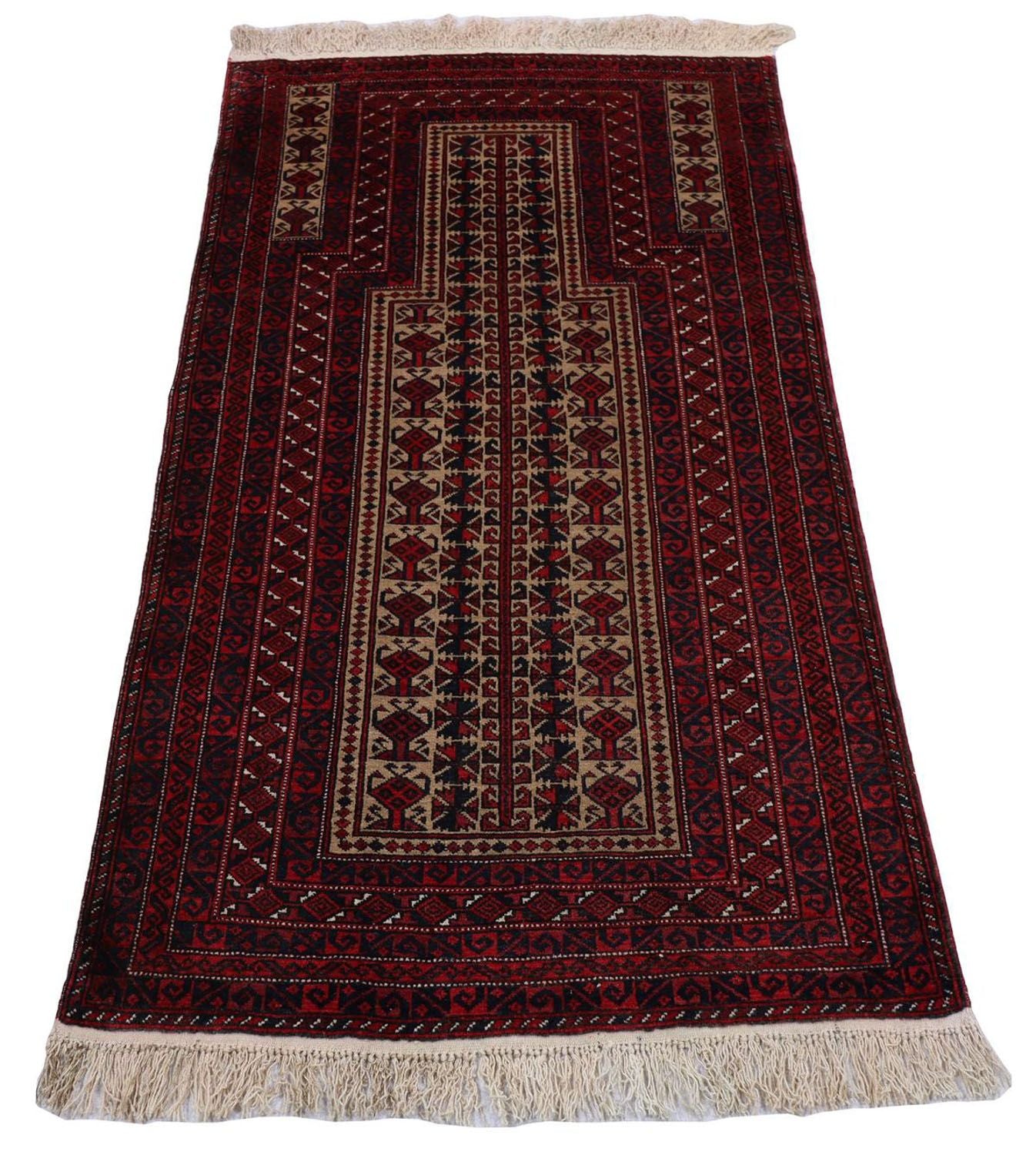 Baluch-tæppe - 156 x 88 cm - mørkerød
