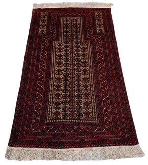 Baluch-tæppe - 156 x 88 cm - mørkerød