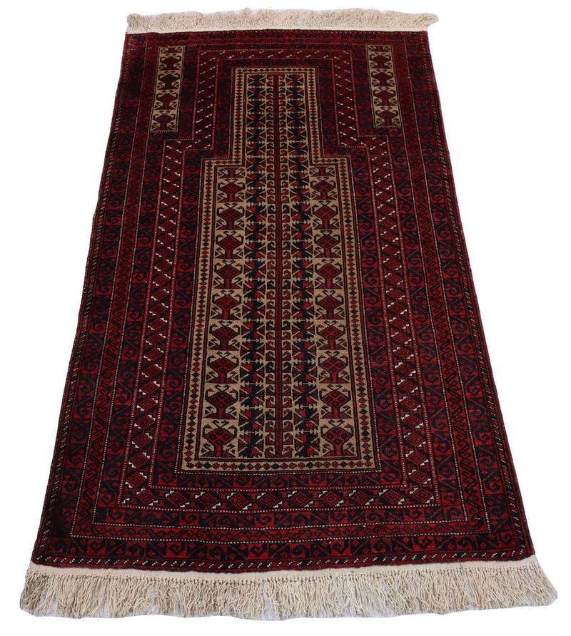 Baluch-tæppe - 156 x 88 cm - mørkerød