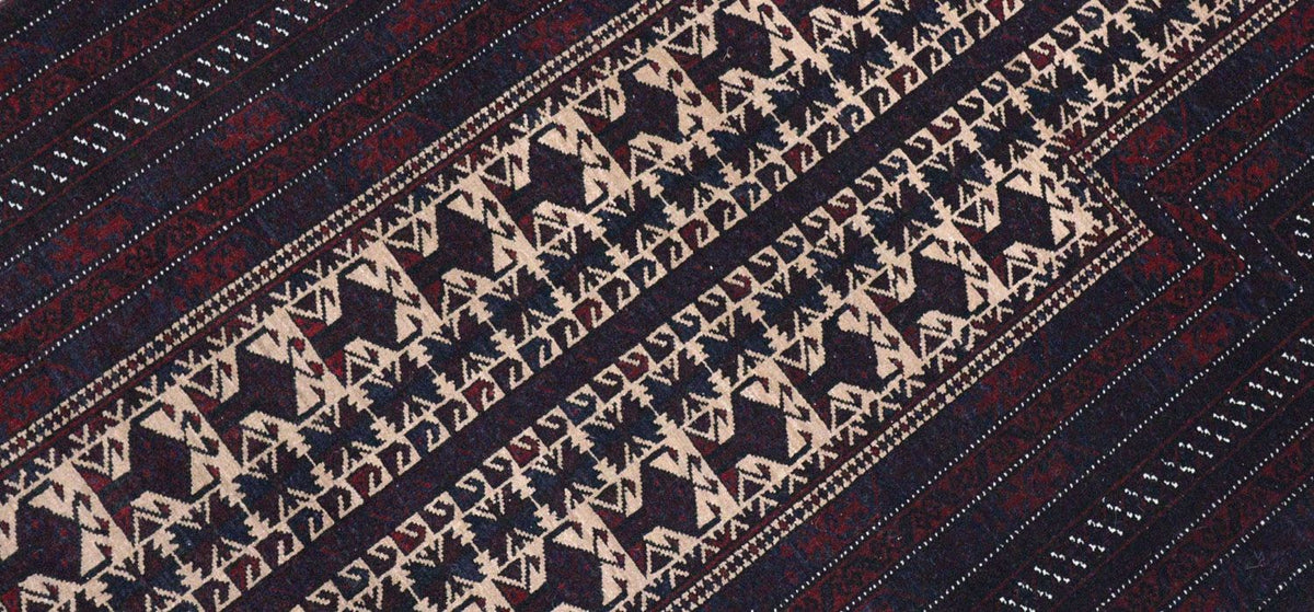 Afghansk tæppe - 150 x 95 cm - mørkerød