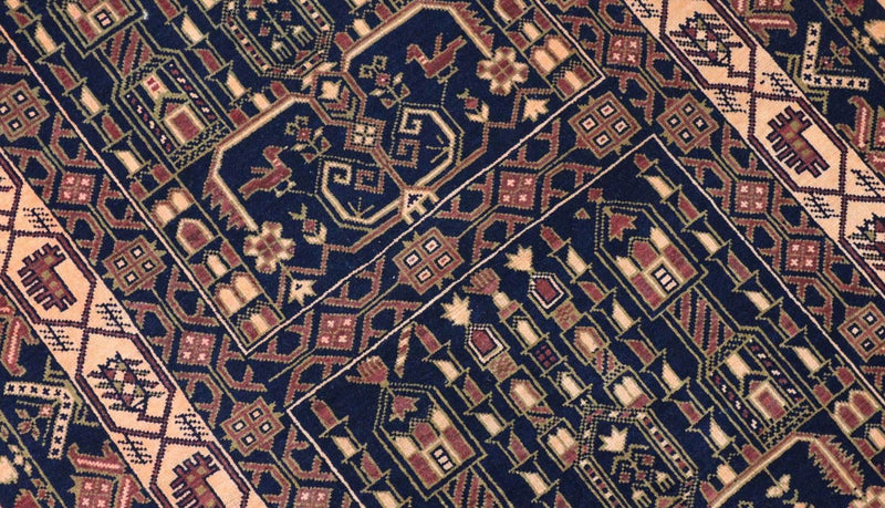 Afghansk tæppe - 142 x 96 cm - mørkeblå