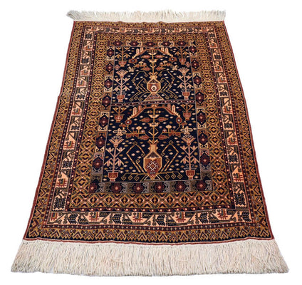 Afghansk tæppe - 140 x 102 cm - sort