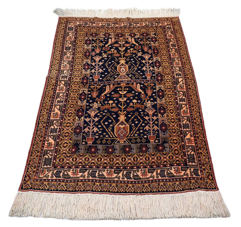 Afghansk tæppe - 140 x 102 cm - sort