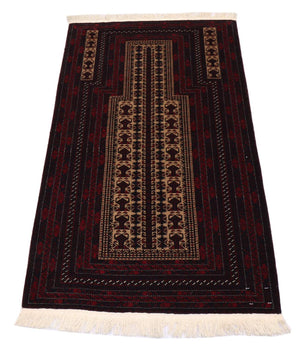Afghansk tæppe - 150 x 95 cm - mørkerød