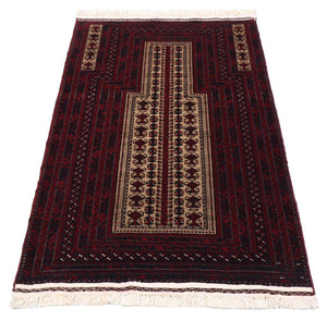 Afghansk tæppe - 150 x 95 cm - mørkerød
