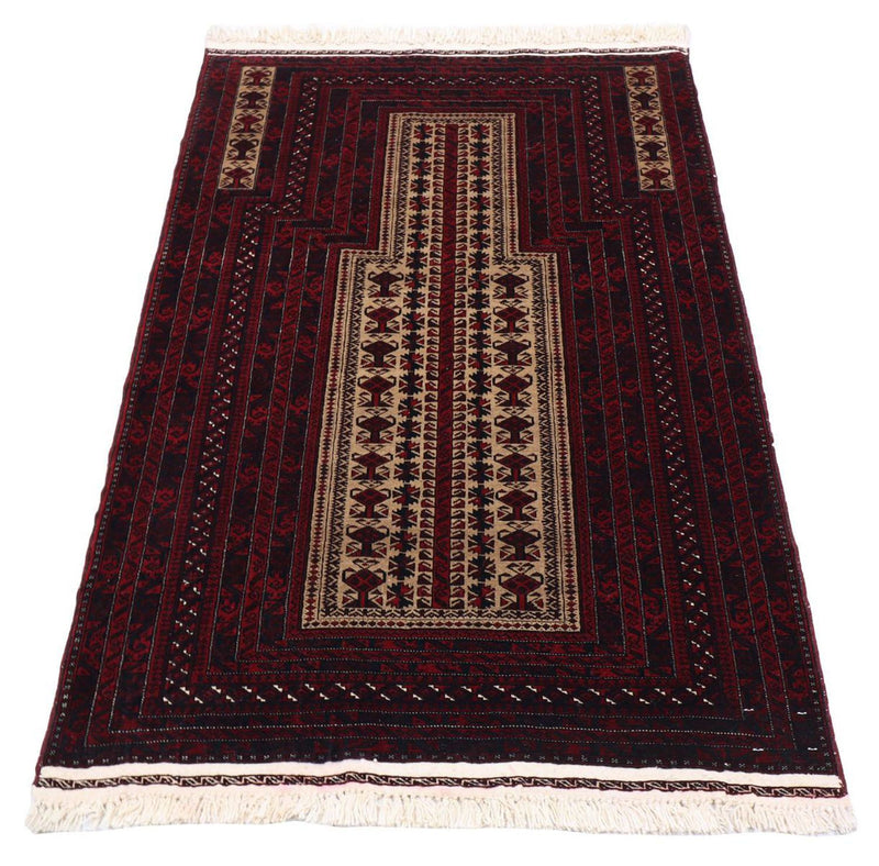 Afghansk tæppe - 150 x 95 cm - mørkerød