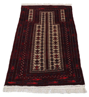 Afghansk tæppe - 150 x 95 cm - mørkerød
