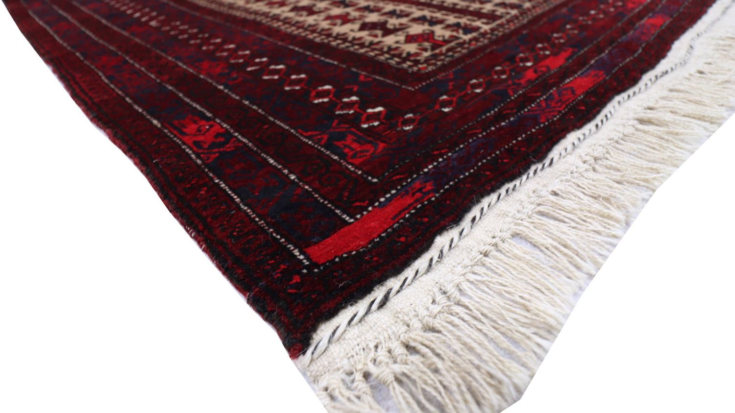 Afghansk tæppe - 150 x 95 cm - mørkerød