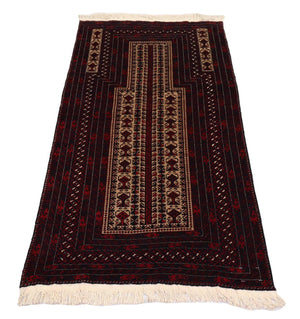 Afghansk tæppe - 150 x 95 cm - mørkerød