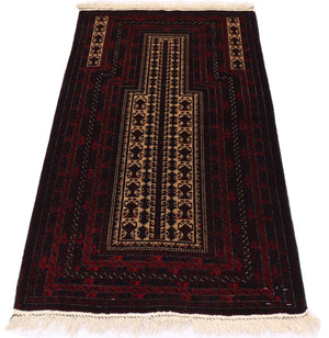 Afghansk tæppe - 150 x 95 cm - mørkerød