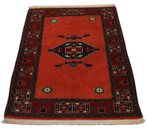 Afghansk tæppe firkantet  - 202 x 197 cm - rød