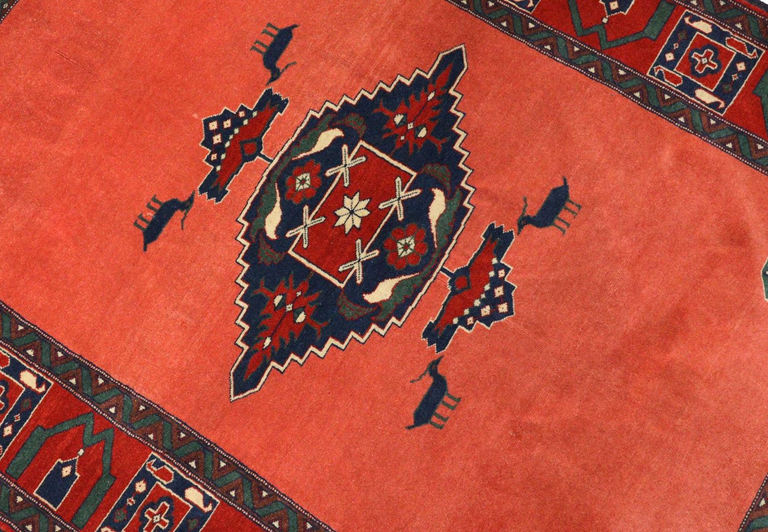 Afghansk tæppe firkantet  - 202 x 197 cm - rød
