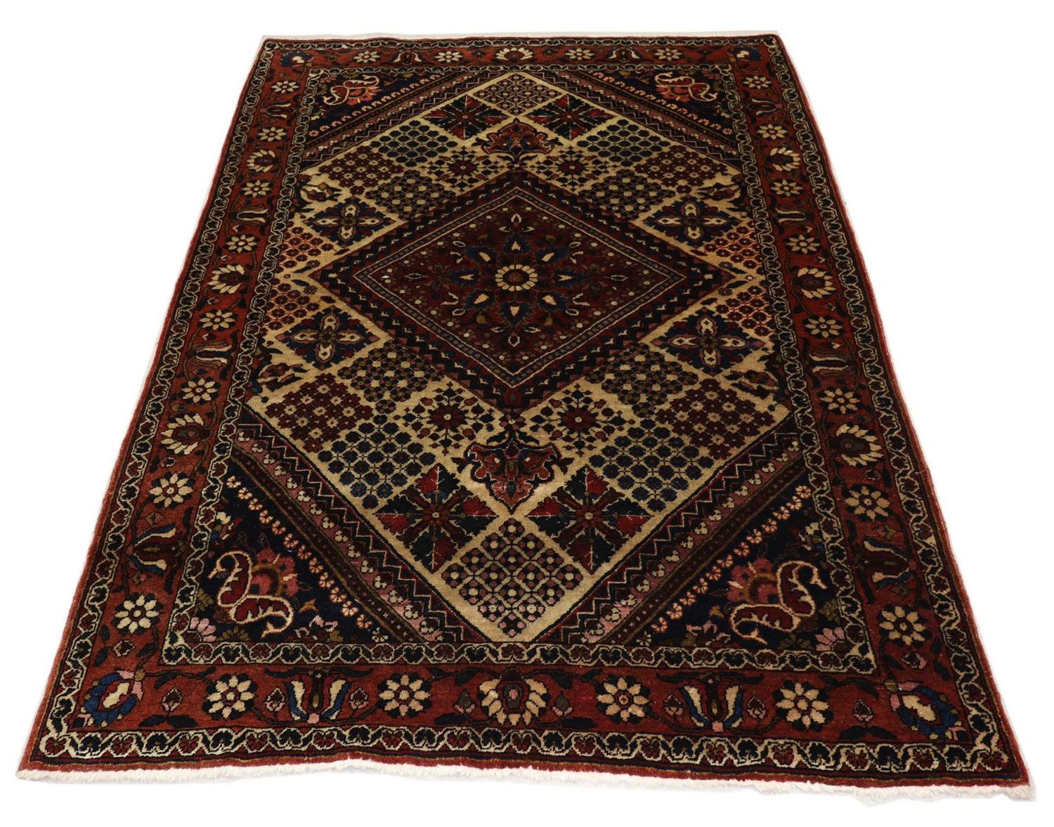 Persisk tæppe - Nomadisk - 204 x 142 cm - mørkerød